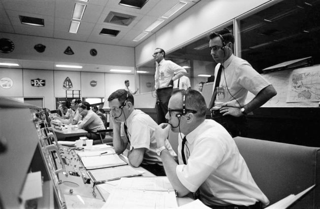 Flight directors at Mission Control in 1969