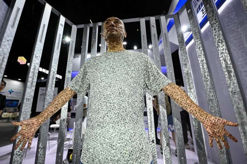 A man is scanned to create his avatar during the World Metaverse Conference in Beijing on August 26, 2022