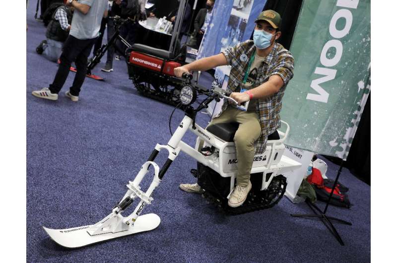 A MoonBike snow scooter on display at CES