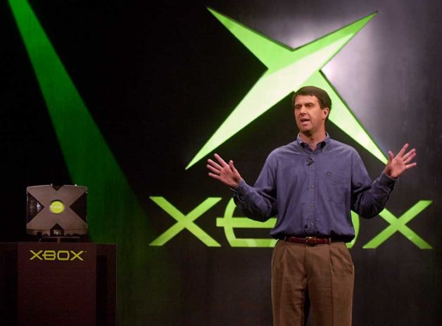 Robbie Bach with the original Xbox. (Microsoft photo)