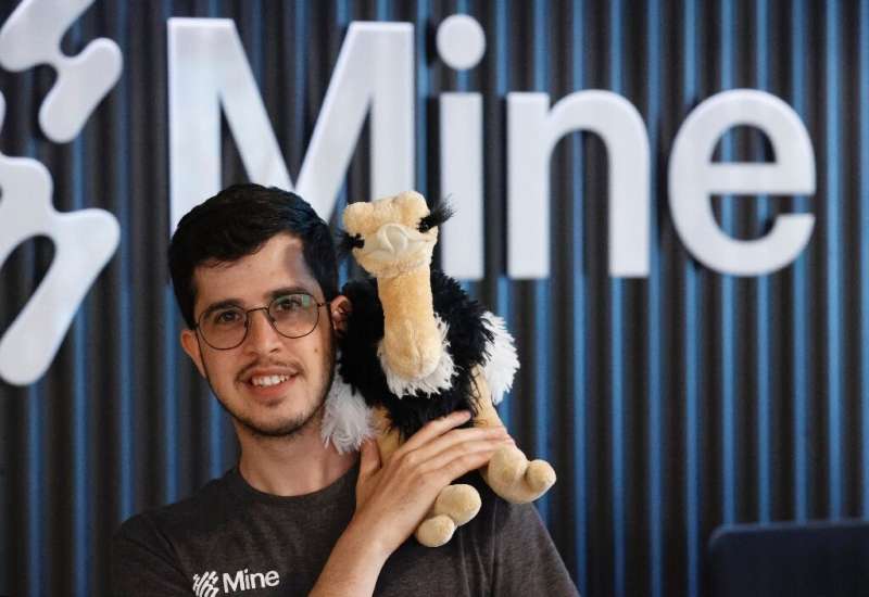 Co-founder and CEO of the Israeli company &quot;Mine&quot;, Gal Ringel, at his Tel Aviv office