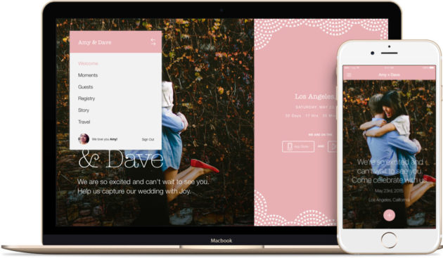 A website and app created with the Joy wedding planning platform.