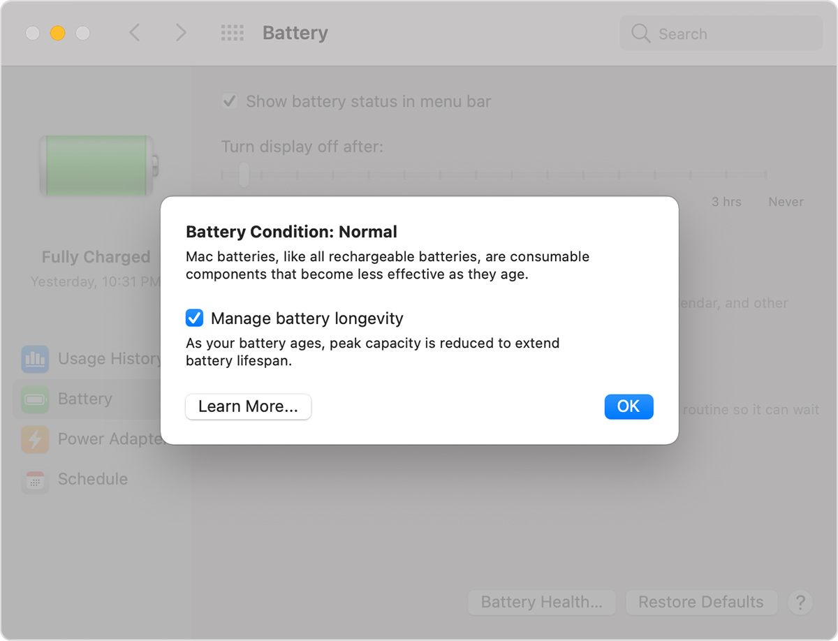 About battery health management in Mac notebooks - Apple Support