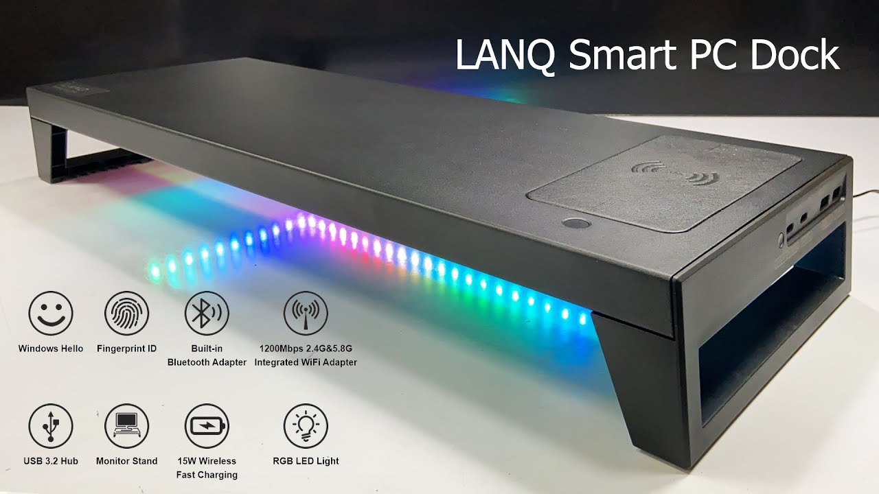 LANQ PC Dock Pro Monitor Stand Unbox and Test | RGB Light PC Setup - YouTube