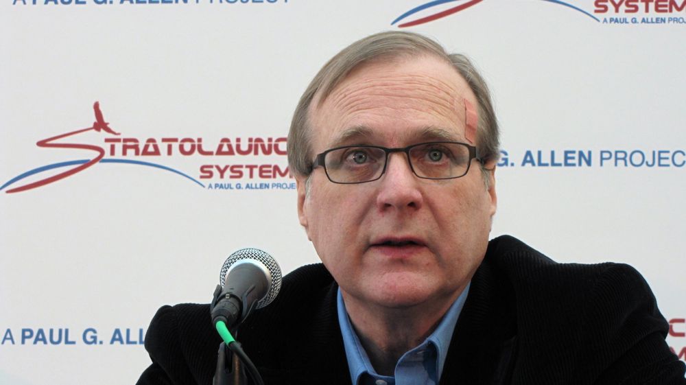 Paul Allen at the Stratolaunch announcement in 2011. (GeekWire File Photo.)