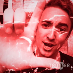GeekWire intern David Schwartz in a video made with Triller, an app that creates music videos.