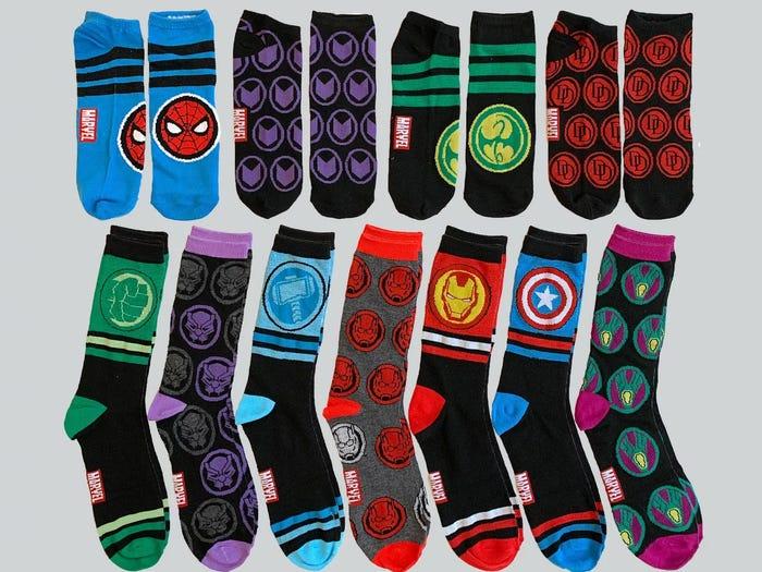mens marvel 15 days of socks advent calendar avengers