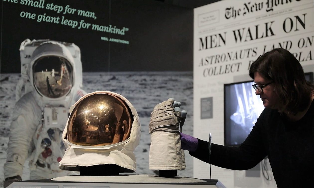 Aldrin's helmet and gloves