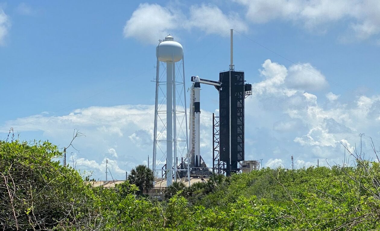 SpaceX Falcon 9 rocket on pad